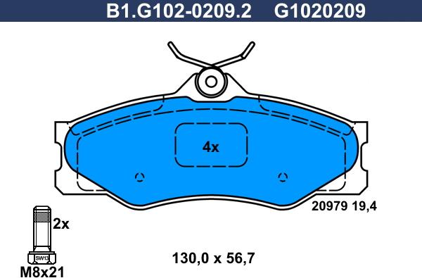 Galfer B1.G102-0209.2 - Тормозные колодки, дисковые, комплект autospares.lv