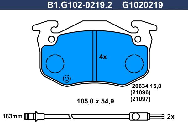 Galfer B1.G102-0219.2 - Тормозные колодки, дисковые, комплект autospares.lv