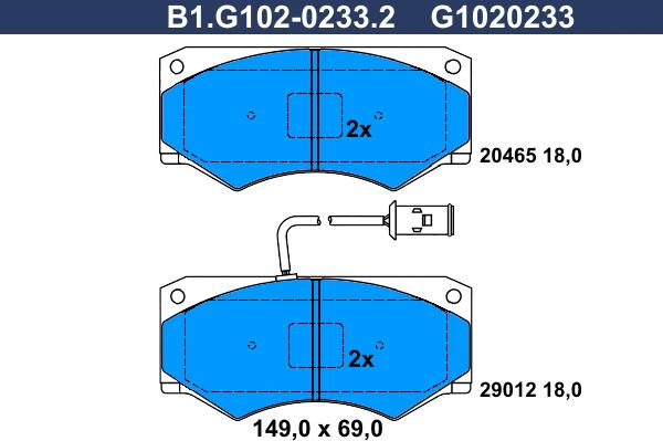 Galfer B1.G102-0233.2 - Тормозные колодки, дисковые, комплект autospares.lv