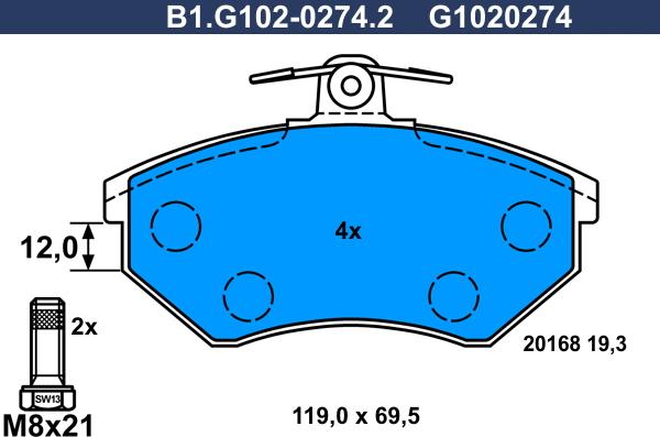 Galfer B1.G102-0274.2 - Тормозные колодки, дисковые, комплект autospares.lv