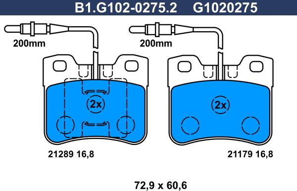 Galfer B1.G102-0275.2 - Тормозные колодки, дисковые, комплект autospares.lv