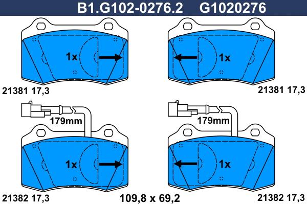 Galfer B1.G102-0276.2 - Тормозные колодки, дисковые, комплект autospares.lv