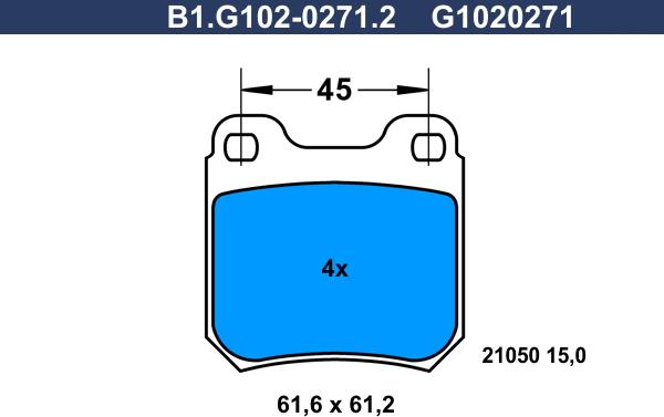 Galfer B1.G102-0271.2 - Тормозные колодки, дисковые, комплект autospares.lv