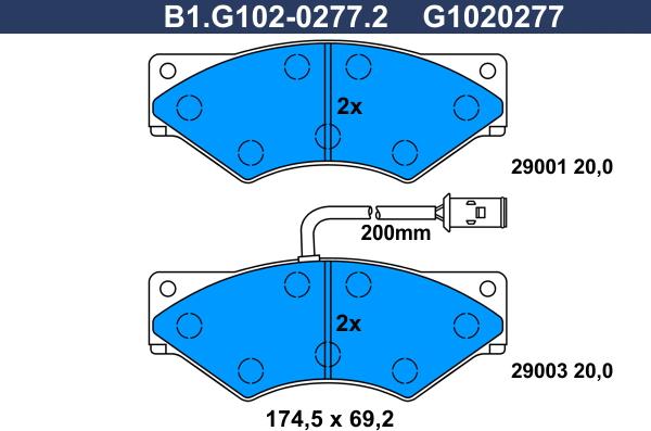 Galfer B1.G102-0277.2 - Тормозные колодки, дисковые, комплект autospares.lv