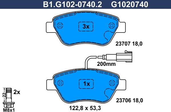 Galfer B1.G102-0740.2 - Тормозные колодки, дисковые, комплект autospares.lv