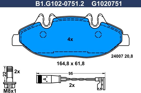 Galfer B1.G102-0751.2 - Тормозные колодки, дисковые, комплект autospares.lv