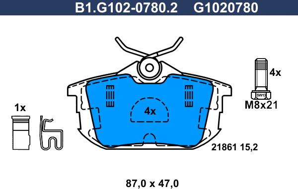 Galfer B1.G102-0780.2 - Тормозные колодки, дисковые, комплект autospares.lv
