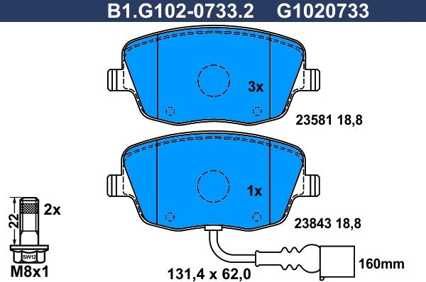 Galfer B1.G102-0733.2 - Тормозные колодки, дисковые, комплект autospares.lv