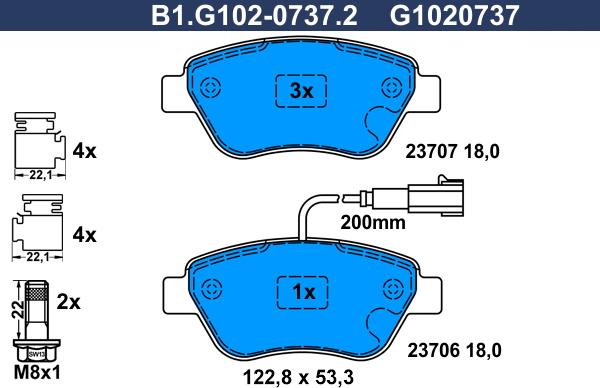 Galfer B1.G102-0737.2 - Тормозные колодки, дисковые, комплект autospares.lv