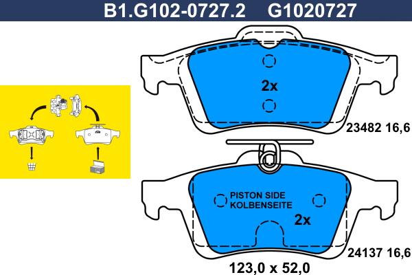 Galfer B1.G102-0727.2 - Тормозные колодки, дисковые, комплект autospares.lv