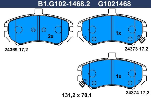 Galfer B1.G102-1468.2 - Тормозные колодки, дисковые, комплект autospares.lv