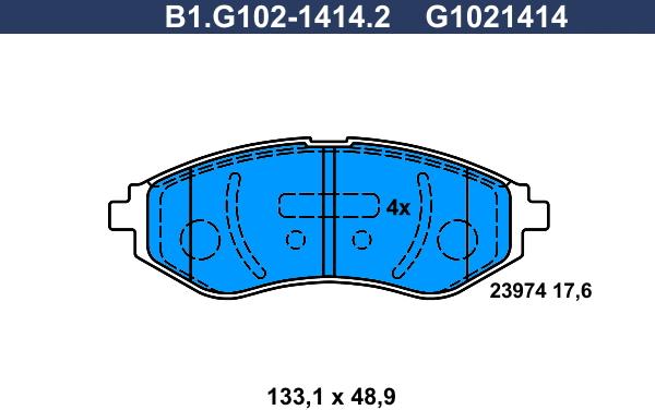 Galfer B1.G102-1414.2 - Тормозные колодки, дисковые, комплект autospares.lv