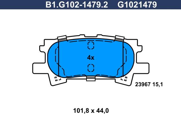 Galfer B1.G102-1479.2 - Тормозные колодки, дисковые, комплект autospares.lv
