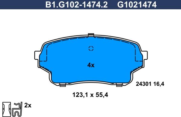 Galfer B1.G102-1474.2 - Тормозные колодки, дисковые, комплект autospares.lv