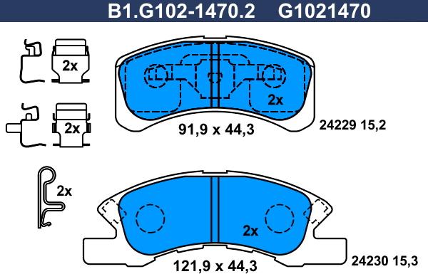 Galfer B1.G102-1470.2 - Тормозные колодки, дисковые, комплект autospares.lv