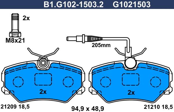 Galfer B1.G102-1503.2 - Тормозные колодки, дисковые, комплект autospares.lv