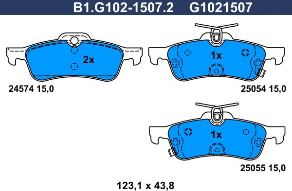 Galfer B1.G102-1507.2 - Тормозные колодки, дисковые, комплект autospares.lv