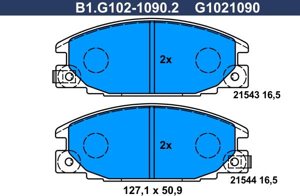 Galfer B1.G102-1090.2 - Тормозные колодки, дисковые, комплект autospares.lv