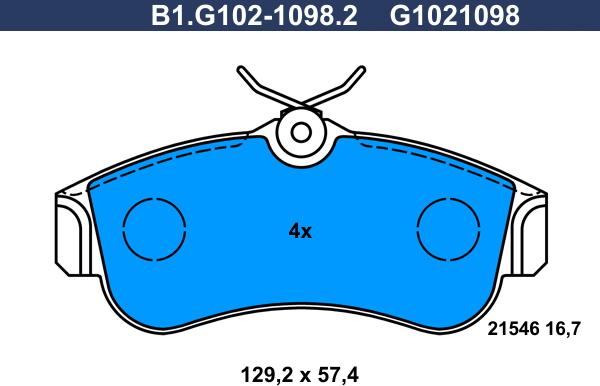 Galfer B1.G102-1098.2 - Тормозные колодки, дисковые, комплект autospares.lv