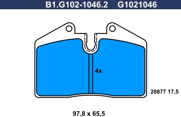 Galfer B1.G102-1046.2 - Тормозные колодки, дисковые, комплект autospares.lv