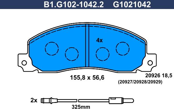 Galfer B1.G102-1042.2 - Тормозные колодки, дисковые, комплект autospares.lv