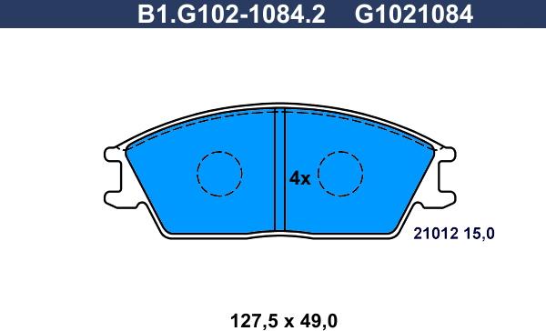 Galfer B1.G102-1084.2 - Тормозные колодки, дисковые, комплект autospares.lv