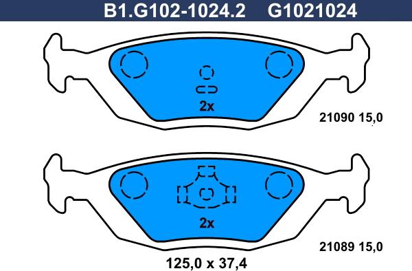 Galfer B1.G102-1024.2 - Тормозные колодки, дисковые, комплект autospares.lv