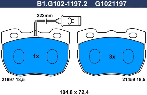 Galfer B1.G102-1197.2 - Тормозные колодки, дисковые, комплект autospares.lv