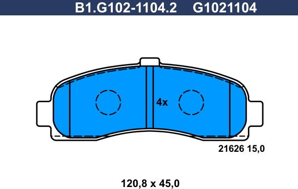 Galfer B1.G102-1104.2 - Тормозные колодки, дисковые, комплект autospares.lv