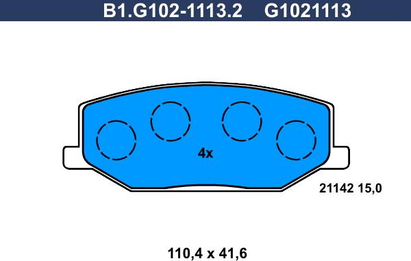 Galfer B1.G102-1113.2 - Тормозные колодки, дисковые, комплект autospares.lv