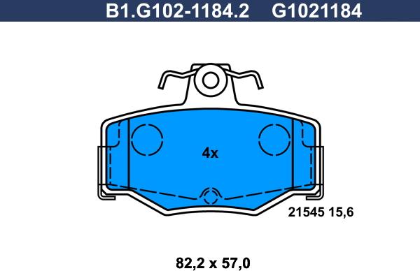 Galfer B1.G102-1184.2 - Тормозные колодки, дисковые, комплект autospares.lv