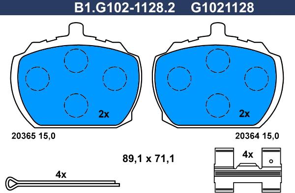 Galfer B1.G102-1128.2 - Тормозные колодки, дисковые, комплект autospares.lv