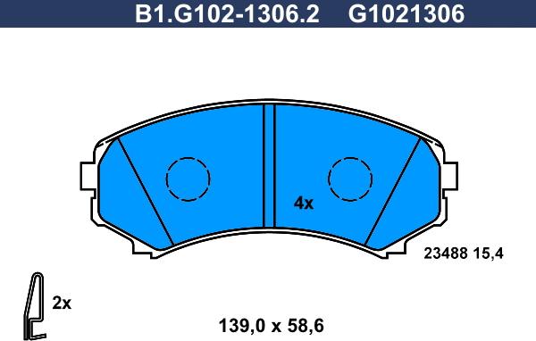 Galfer B1.G102-1306.2 - Тормозные колодки, дисковые, комплект autospares.lv