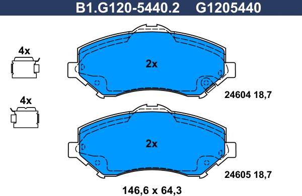 Galfer B1.G120-5440.2 - Тормозные колодки, дисковые, комплект autospares.lv