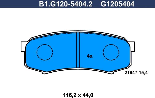 Galfer B1.G120-5404.2 - Тормозные колодки, дисковые, комплект autospares.lv