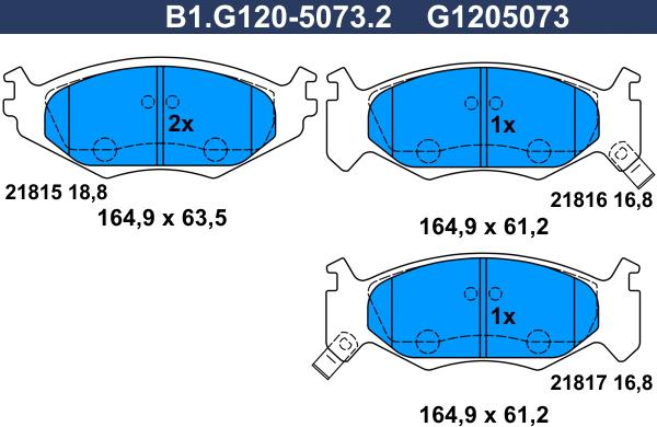 Galfer B1.G120-5073.2 - Тормозные колодки, дисковые, комплект autospares.lv