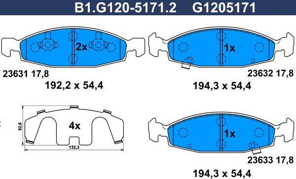 Galfer B1.G120-5171.2 - Тормозные колодки, дисковые, комплект autospares.lv