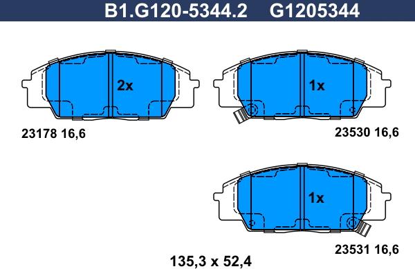 Galfer B1.G120-5344.2 - Тормозные колодки, дисковые, комплект autospares.lv