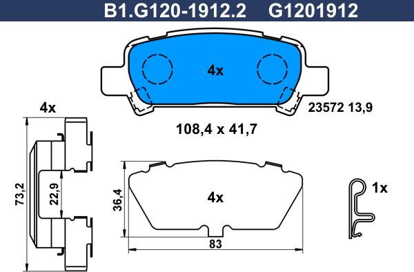 Galfer B1.G120-1912.2 - Тормозные колодки, дисковые, комплект autospares.lv