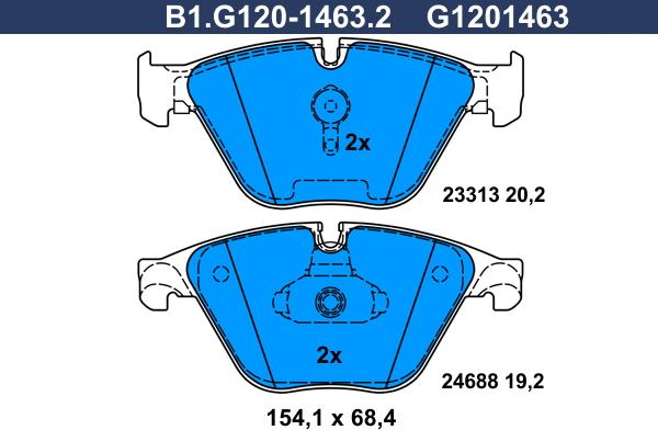 Galfer B1.G120-1463.2 - Тормозные колодки, дисковые, комплект autospares.lv