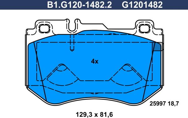 Galfer B1.G120-1482.2 - Тормозные колодки, дисковые, комплект autospares.lv