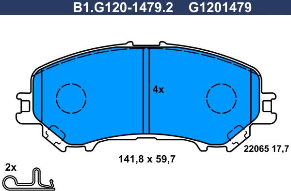 Galfer B1.G120-1479.2 - Тормозные колодки, дисковые, комплект autospares.lv