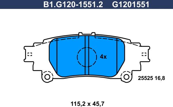 Galfer B1.G120-1551.2 - Тормозные колодки, дисковые, комплект autospares.lv