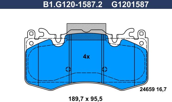 Galfer B1.G120-1587.2 - Тормозные колодки, дисковые, комплект autospares.lv