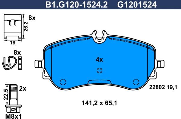 Galfer B1.G120-1524.2 - Тормозные колодки, дисковые, комплект autospares.lv