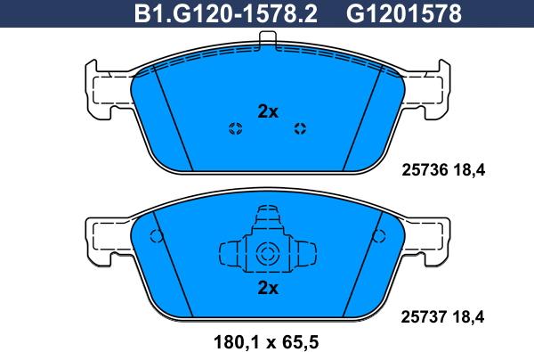 Galfer B1.G120-1578.2 - Тормозные колодки, дисковые, комплект autospares.lv