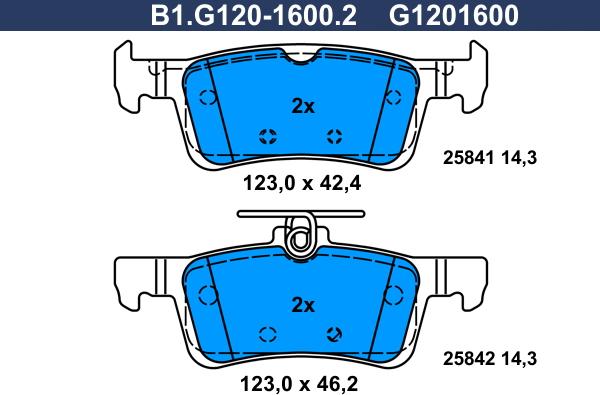 Galfer B1.G120-1600.2 - Тормозные колодки, дисковые, комплект autospares.lv