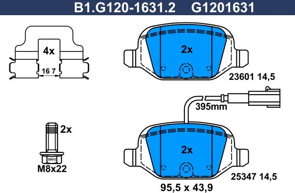 Galfer B1.G120-1631.2 - Тормозные колодки, дисковые, комплект autospares.lv