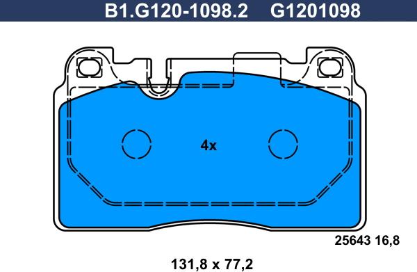 Galfer B1.G120-1098.2 - Тормозные колодки, дисковые, комплект autospares.lv