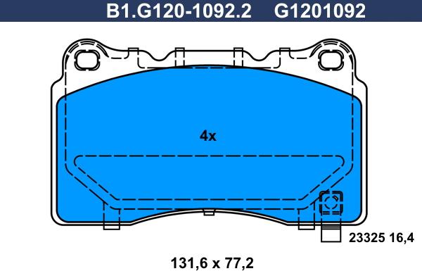 Galfer B1.G120-1092.2 - Тормозные колодки, дисковые, комплект autospares.lv